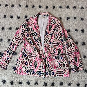 Savanna Jane | Boutique Brand Pink and Blue Geometric/Aztec Corduroy Blazer